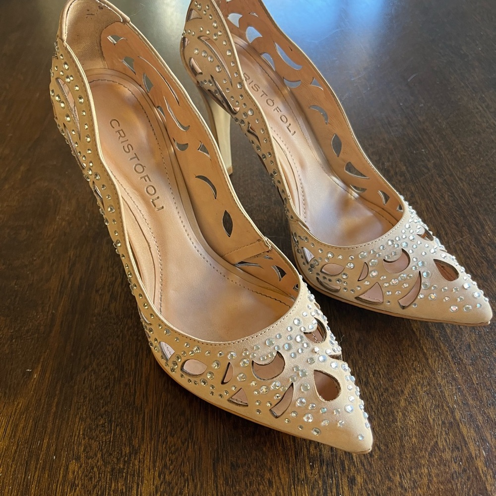 Cristofoli Beige Jewels Women's High Heels - Size 7